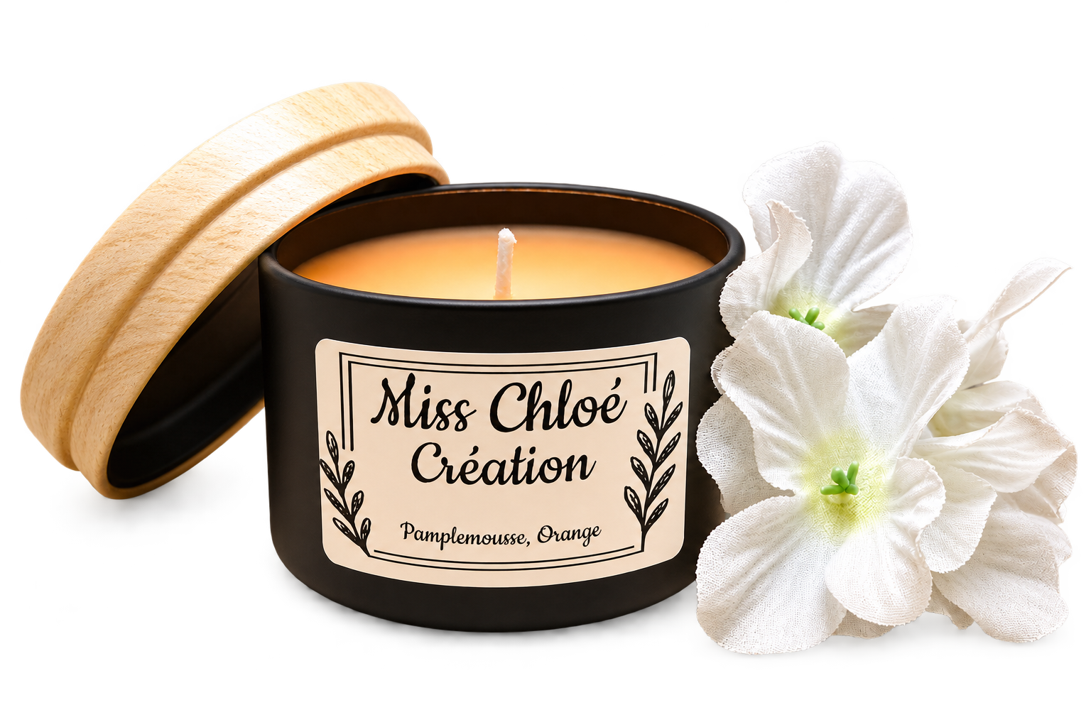 Chandelle Pamplemousse, Orange, avec fleurs