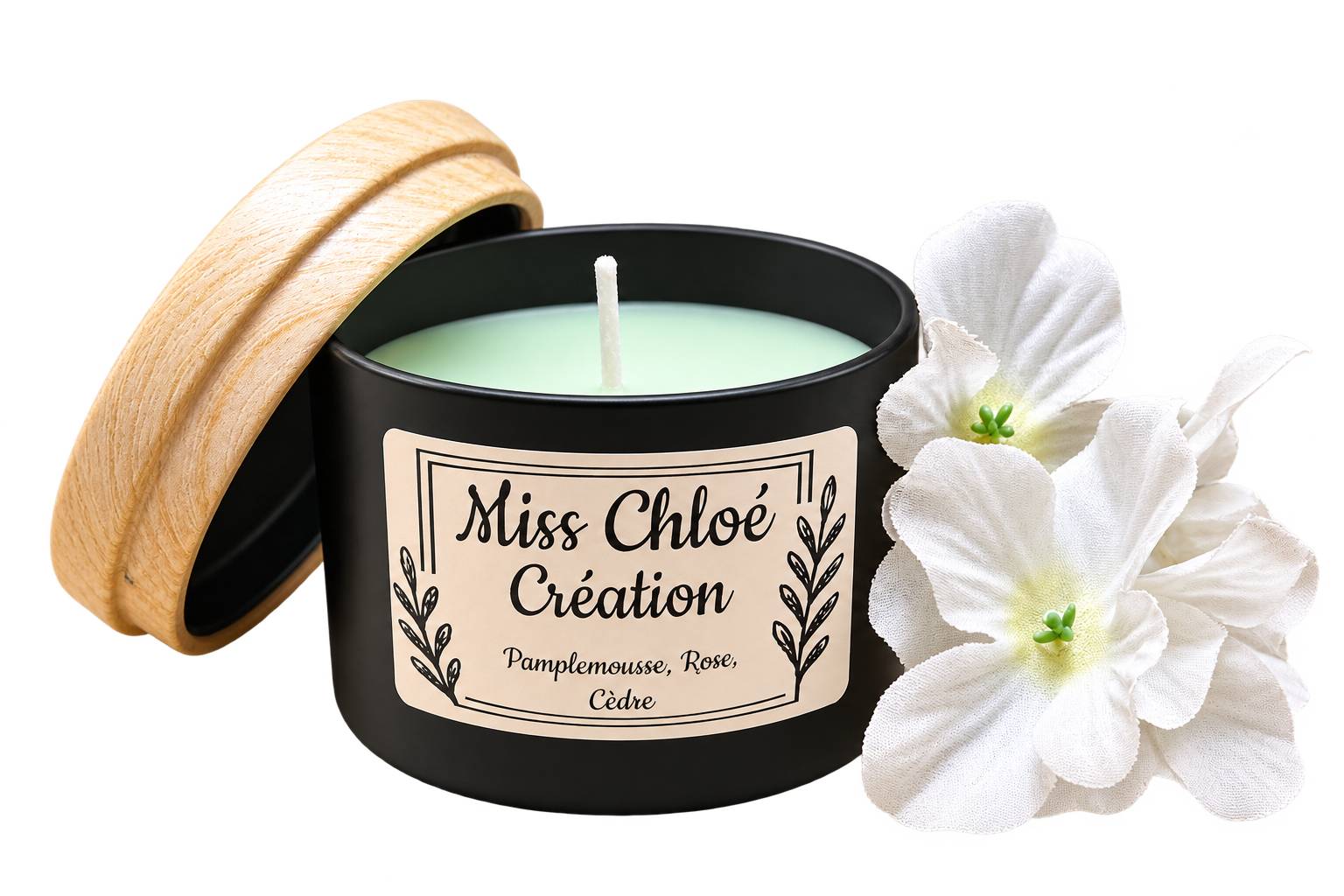 Chandelle Pamplemousse, Rose, Cèdre, avec fleurs